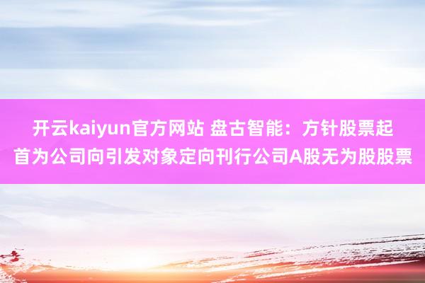 开云kaiyun官方网站 盘古智能：方针股票起首为公司向引发对象定向刊行公司A股无为股股票