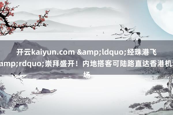 开云kaiyun.com &ldquo;经珠港飞&rdquo;崇拜盛开！内地搭客可陆路直达香港机场