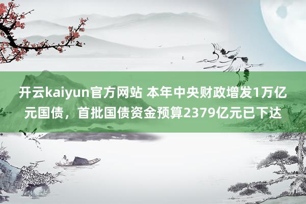 开云kaiyun官方网站 本年中央财政增发1万亿元国债，首批国债资金预算2379亿元已下达