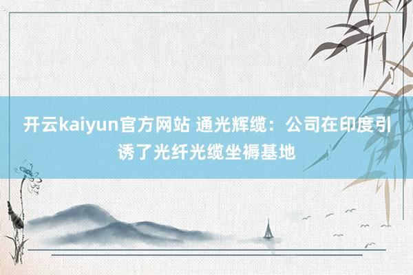 开云kaiyun官方网站 通光辉缆：公司在印度引诱了光纤光缆坐褥基地