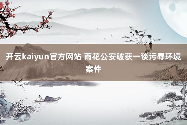 开云kaiyun官方网站 雨花公安破获一谈污辱环境案件