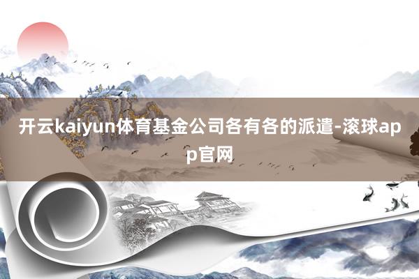 开云kaiyun体育基金公司各有各的派遣-滚球app官网