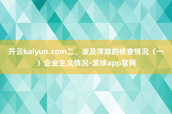 开云kaiyun.com二、波及萍踪的核查情况（一）企业主义情况-滚球app官网