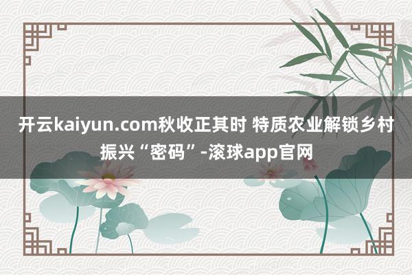 开云kaiyun.com秋收正其时 特质农业解锁乡村振兴“密码”-滚球app官网