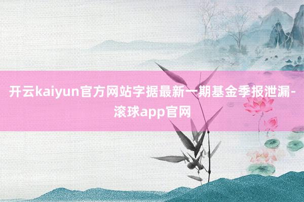 开云kaiyun官方网站字据最新一期基金季报泄漏-滚球app官网