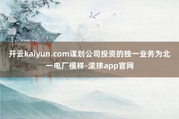 开云kaiyun.com谋划公司投资的独一业务为北一电厂模样-滚球app官网