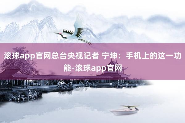 滚球app官网总台央视记者 宁坤:手机上的这一功能-滚球app官网